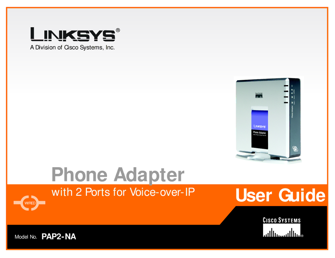 Linksys PAP2-NA manual Phone Adapter 