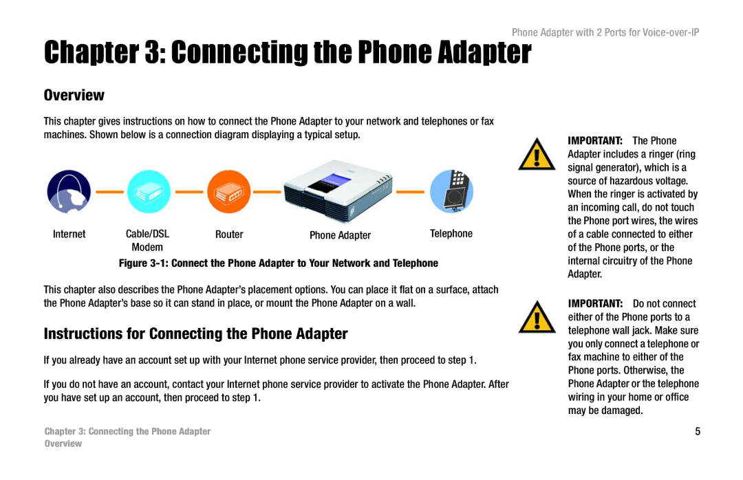 Linksys PAP2-VU manual Overview, Instructions for Connecting the Phone Adapter, Internet, Router Phone Adapter 