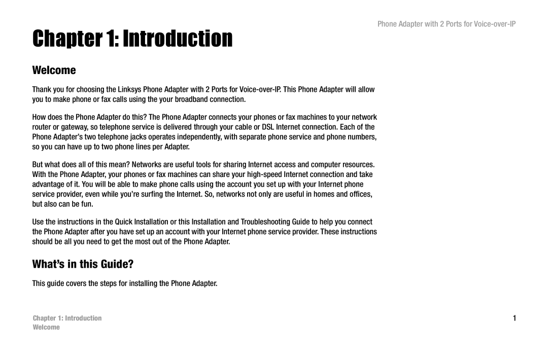 Linksys PAP2-VU manual Introduction, Welcome, What’s in this Guide? 