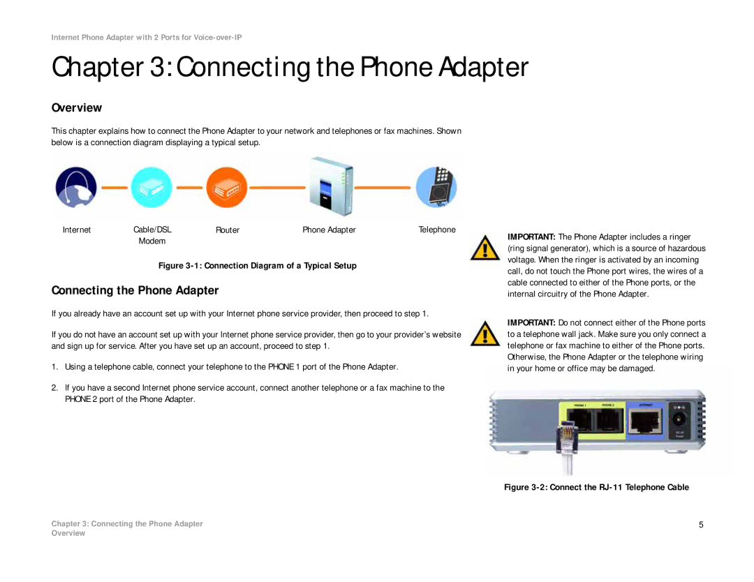 Linksys PAP2T manual Connecting the Phone Adapter, Overview 