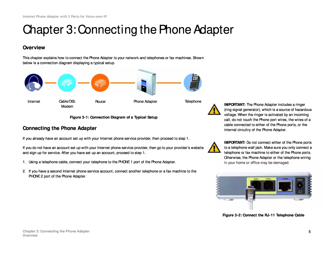 Linksys PAP2T manual Connecting the Phone Adapter, Overview 