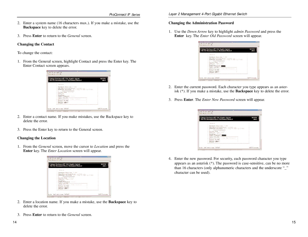 Linksys PC22604 manual Changing the Contact, Changing the Location, Changing the Administration Password 