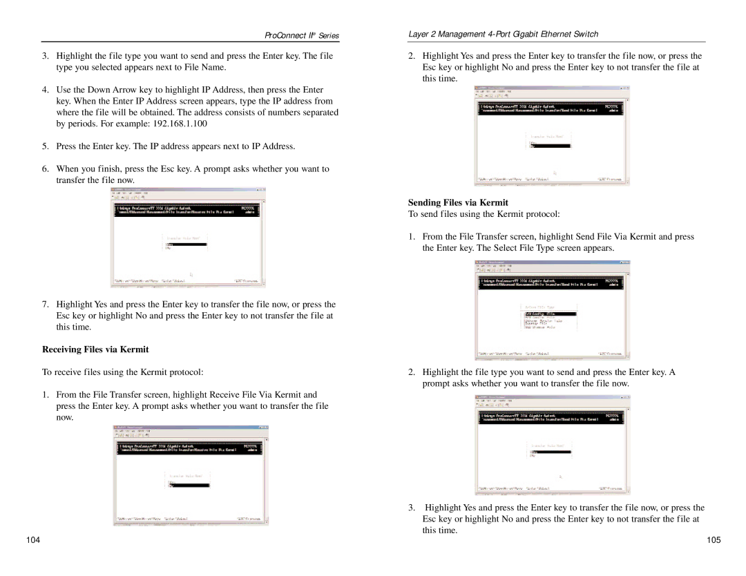 Linksys PC22604 manual Receiving Files via Kermit, Sending Files via Kermit 