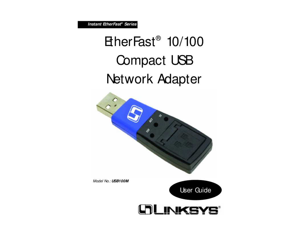 Linksys PCMLM56 manual EtherFast 10/100 Compact USB Network Adapter 