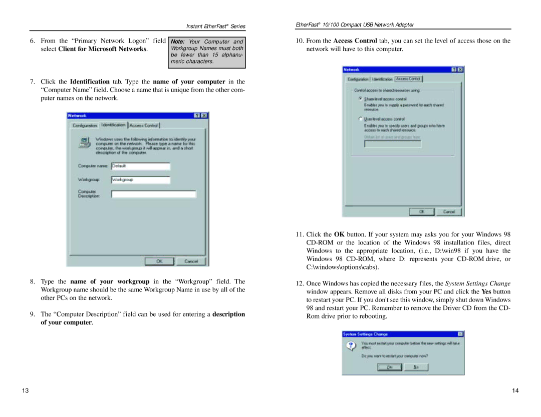 Linksys PCMLM56 manual Select Client for Microsoft Networks 