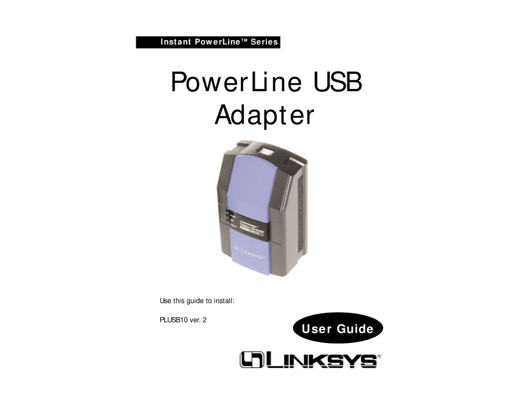 Linksys PLUSB10 manual PowerLine USB Adapter 