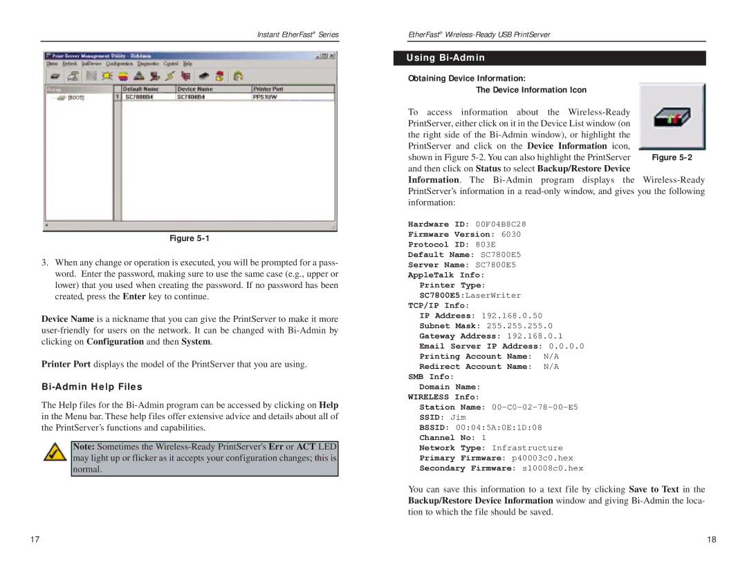 Linksys PPS1UW manual Bi-Admin Help Files, Using Bi-Admin 