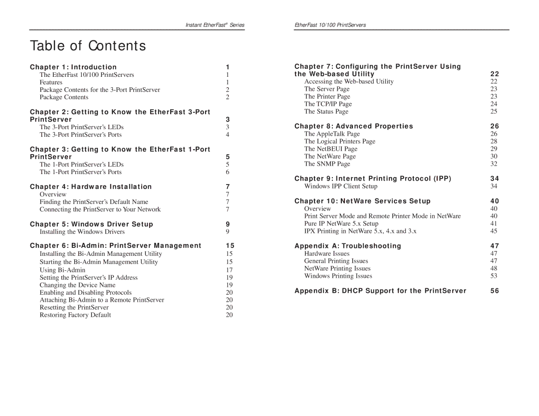 Linksys EPSX3, PPSX1 manual Table of Contents 