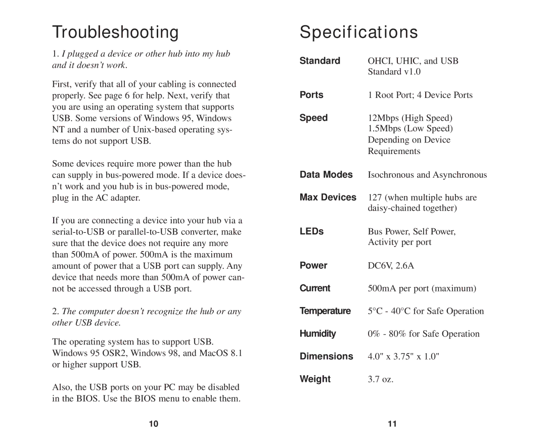 Linksys ProConnect Series warranty Troubleshooting, Specifications 