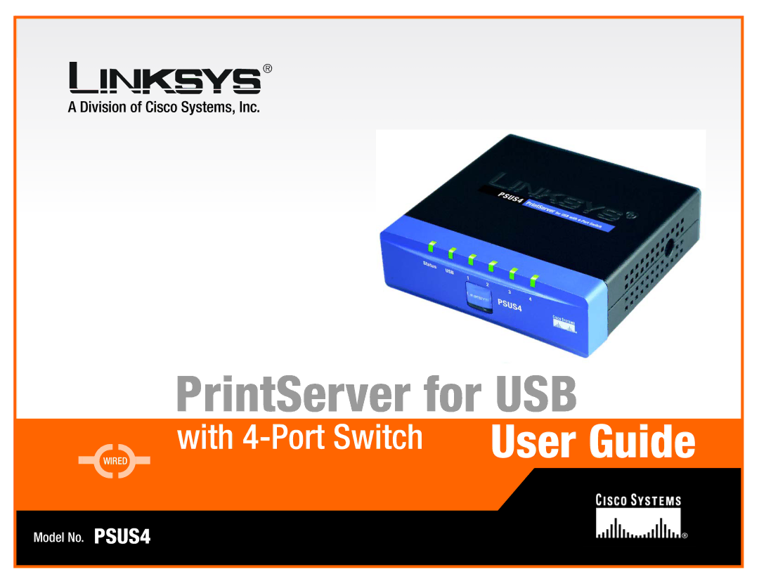 Linksys PSUS4 manual PrintServer for USB 