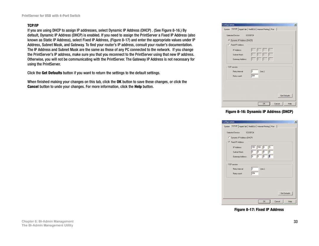 Linksys PSUS4 manual Tcp/Ip 