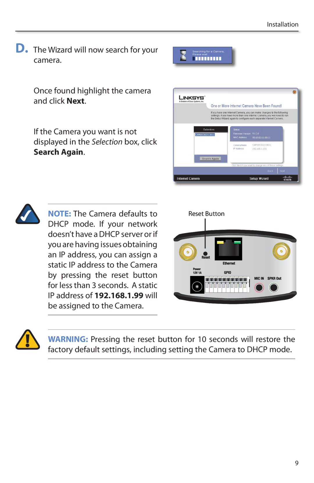 Linksys PVC2300 manual Reset Button 