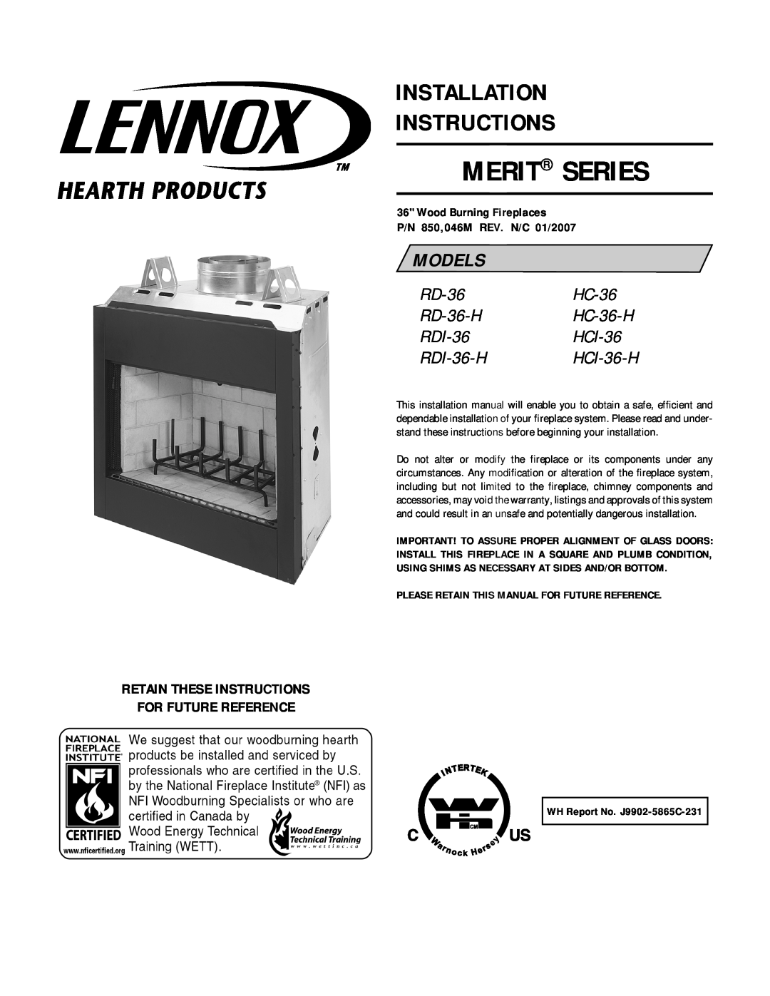 Linksys RDI-36-H HCI-36-H installation instructions Retain These Instructions For Future Reference, Merit Series, Models 