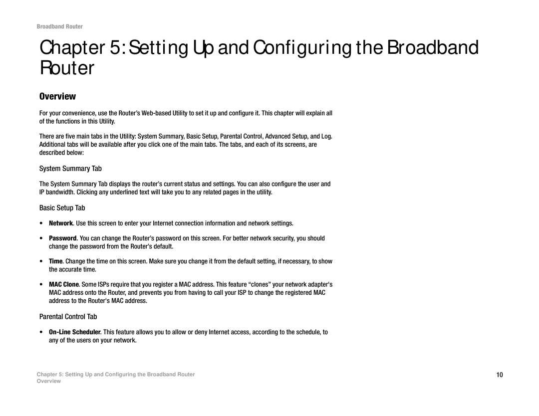 Linksys RT042 manual Setting Up and Configuring the Broadband Router, System Summary Tab 