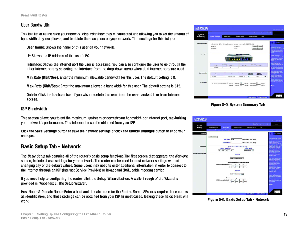 Linksys RT042 manual User Bandwidth, ISP Bandwidth 