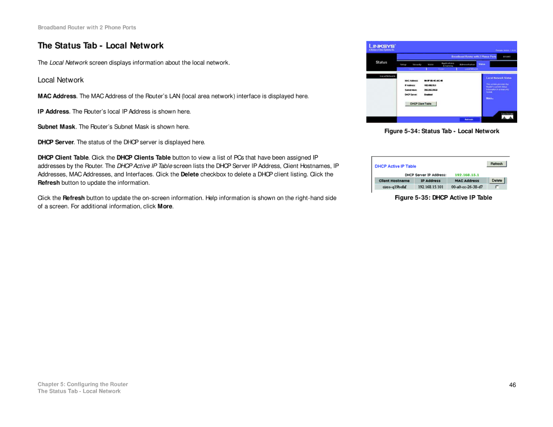 Linksys RT31P2-NA manual Status Tab Local Network 