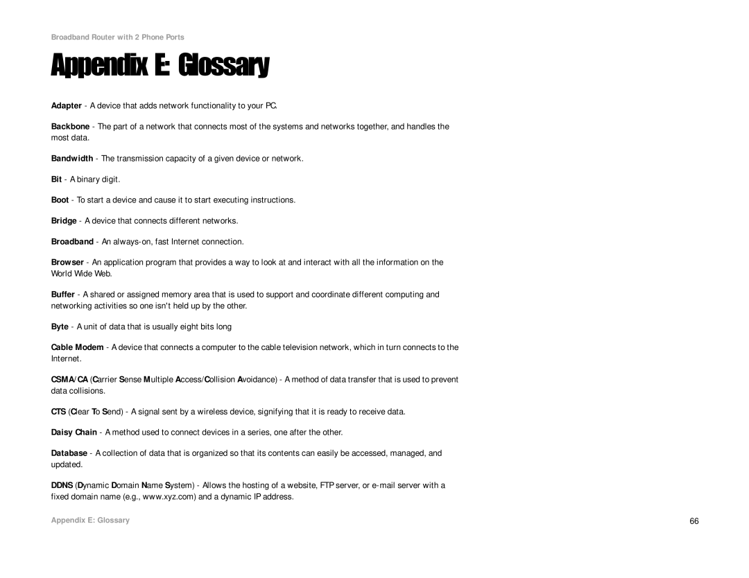 Linksys RT31P2-NA manual Appendix E Glossary 