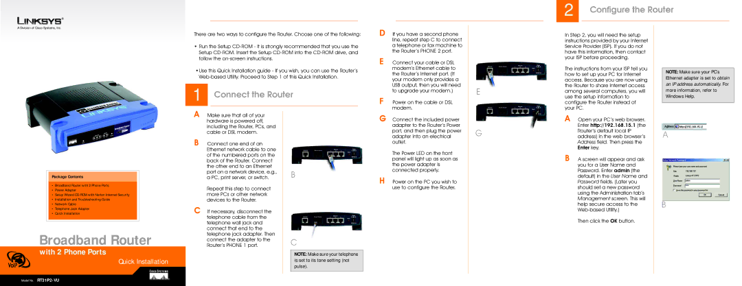 Linksys RT31P2-VU manual Configure the Router, Connect the Router 