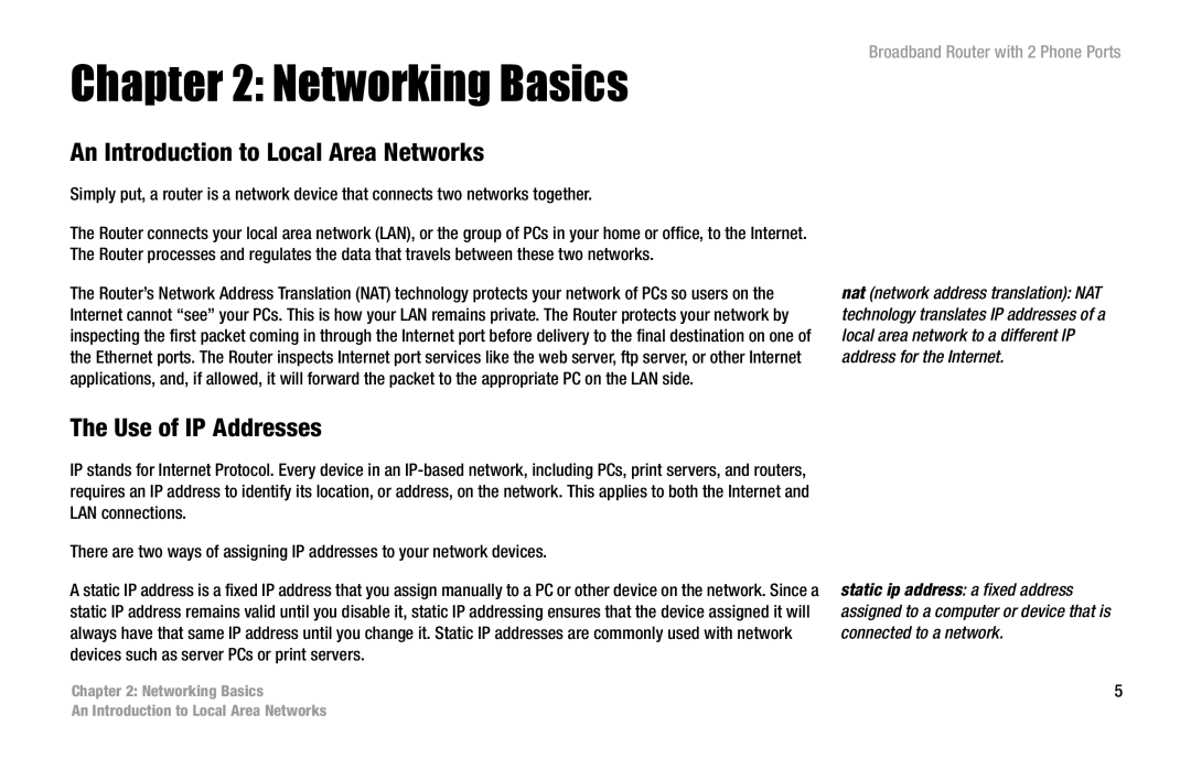 Linksys RT31P2 manual Networking Basics, An Introduction to Local Area Networks, Use of IP Addresses 