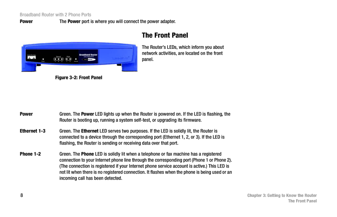 Linksys RT31P2 manual Front Panel 