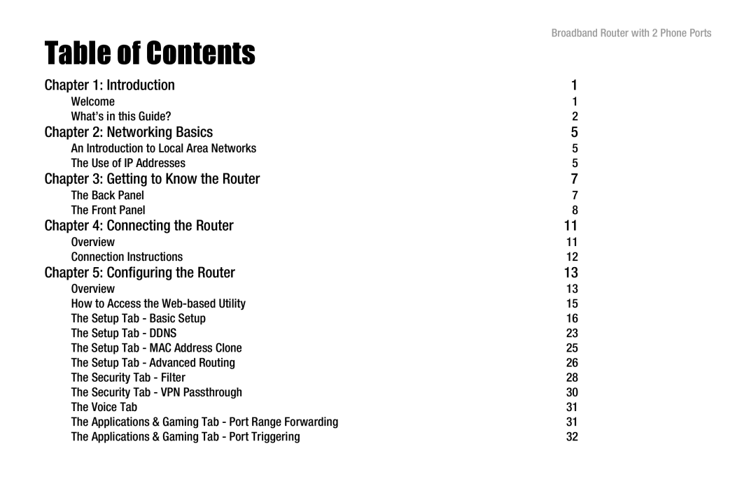 Linksys RT31P2 manual Table of Contents 