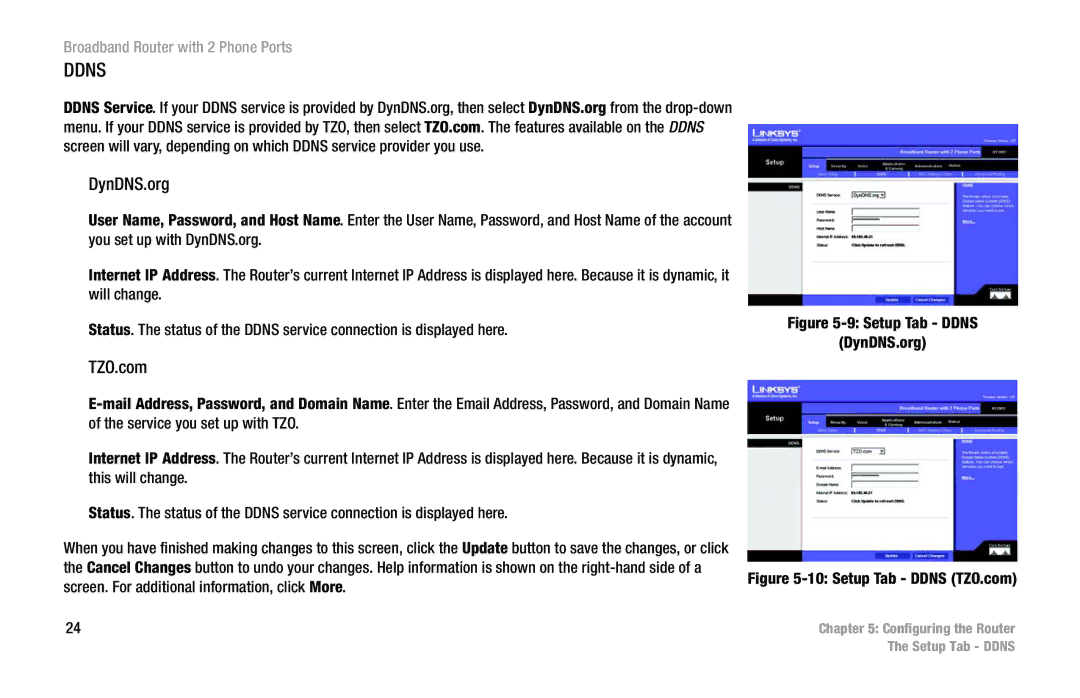 Linksys RT31P2 manual DynDNS.org, TZO.com 