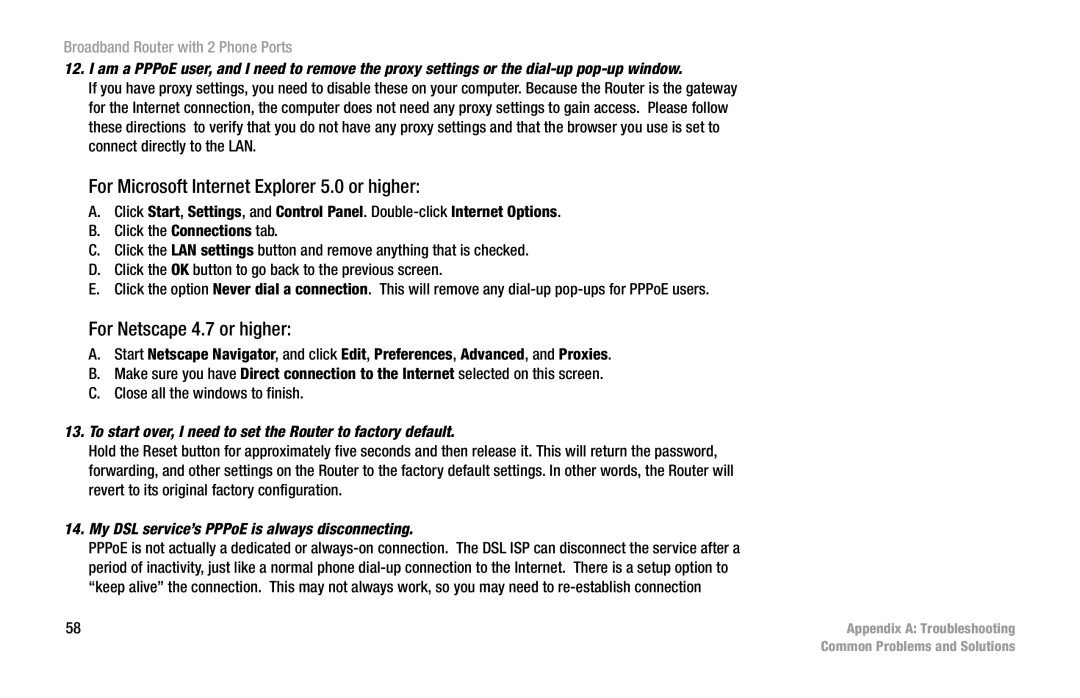 Linksys RT31P2 manual For Microsoft Internet Explorer 5.0 or higher, For Netscape 4.7 or higher 