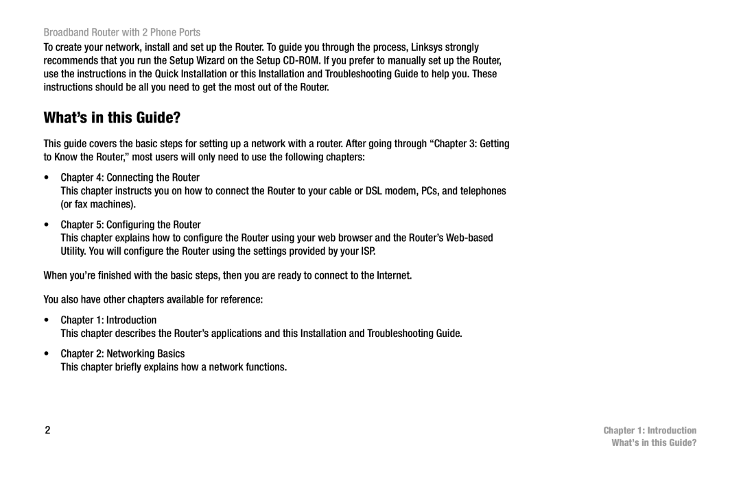 Linksys RT31P2 manual What’s in this Guide? 