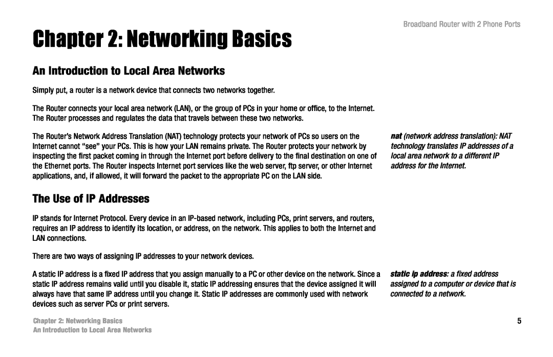 Linksys RT31P2 manual Networking Basics, An Introduction to Local Area Networks, The Use of IP Addresses 