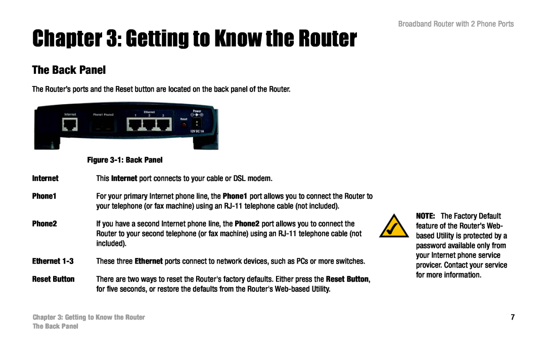 Linksys RT31P2 manual Getting to Know the Router, The Back Panel, Broadband Router with 2 Phone Ports 