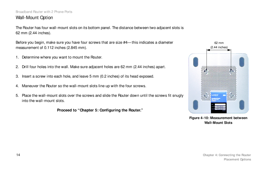 Linksys RTP300 manual Wall-Mount Option 