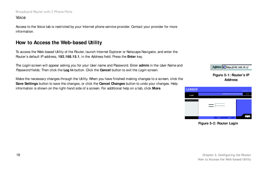 Linksys RTP300 manual How to Access the Web-based Utility, Voice 