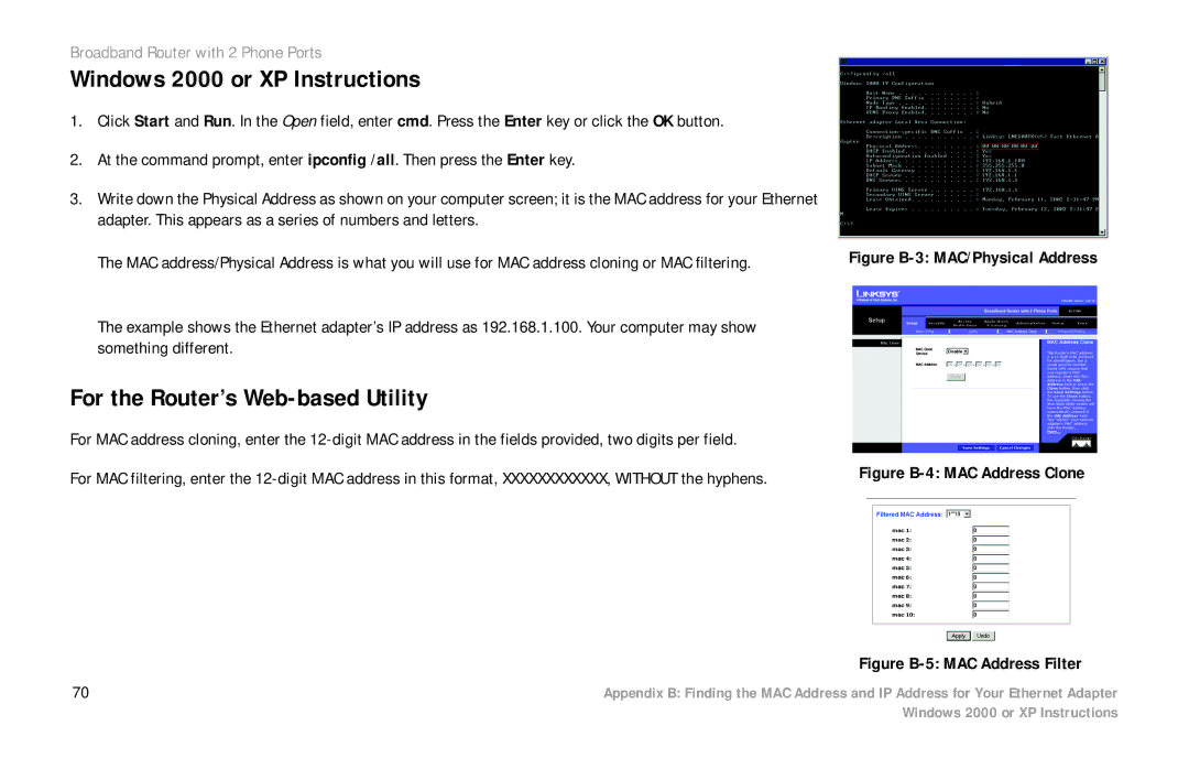 Linksys RTP300 manual Windows 2000 or XP Instructions, For the Router’s Web-based Utility 