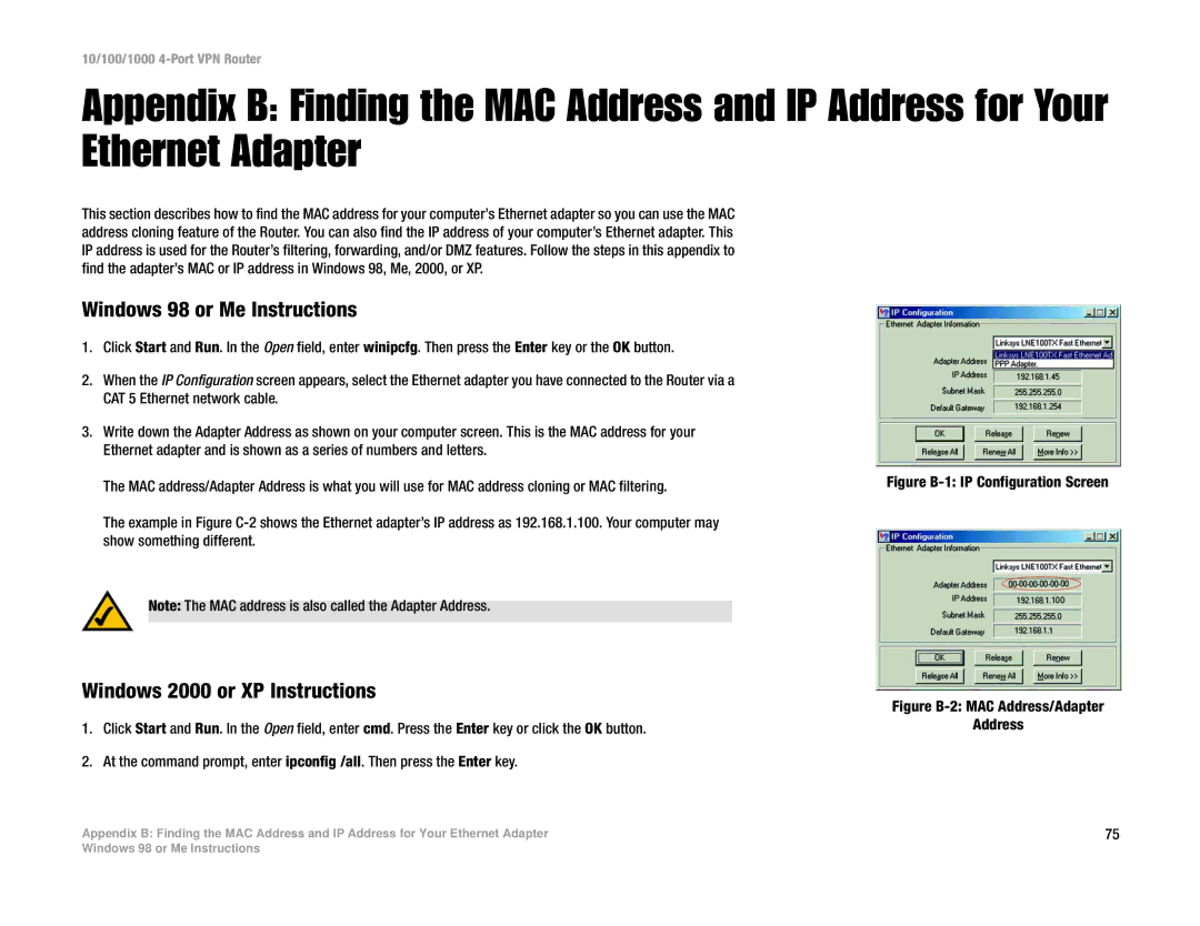 Linksys RV0041 manual Windows 98 or Me Instructions, Windows 2000 or XP Instructions 