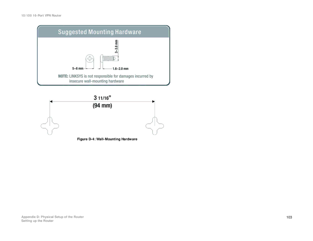 Linksys RV016 manual 103 