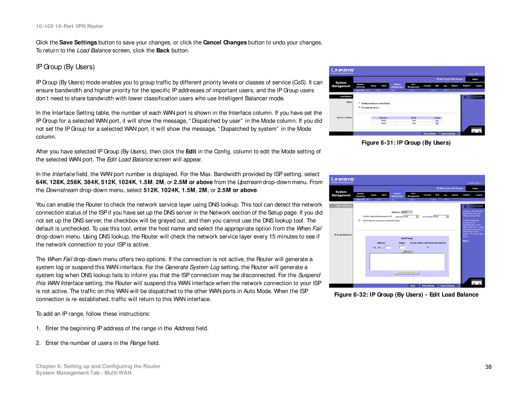 Linksys RV016 manual IP Group By Users 