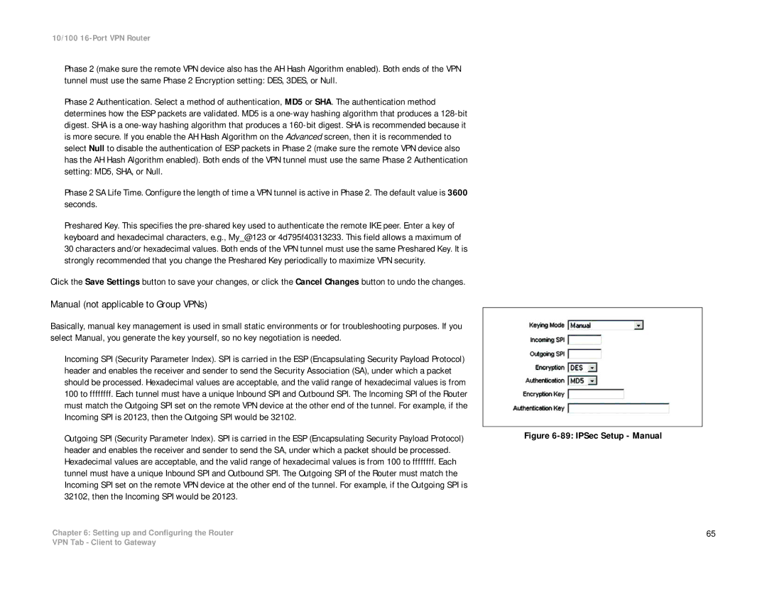 Linksys RV016 manual Manual not applicable to Group VPNs, IPSec Setup Manual 