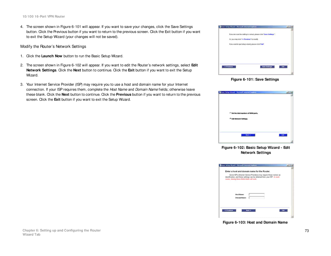 Linksys RV016 manual Modify the Router’s Network Settings, Save Settings 