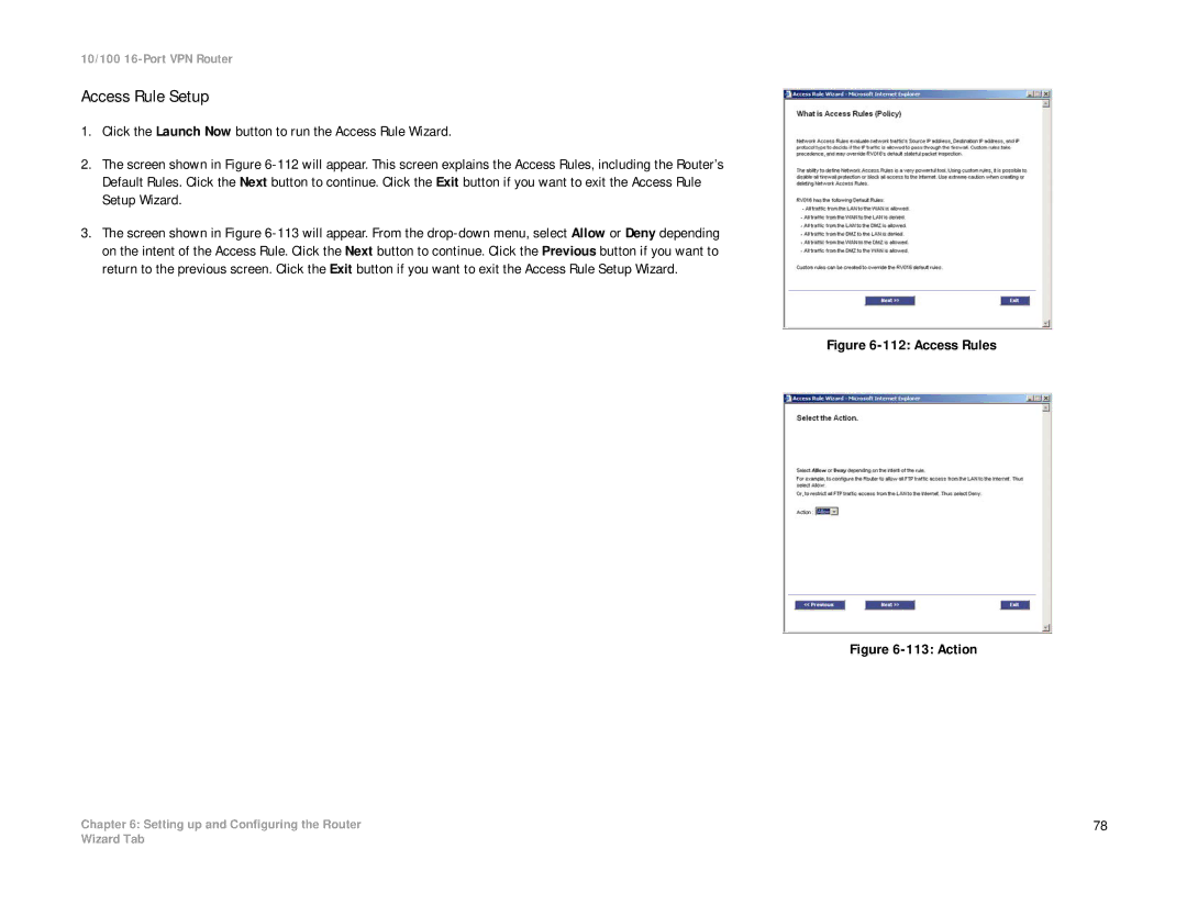 Linksys RV016 manual Access Rule Setup, Access Rules 