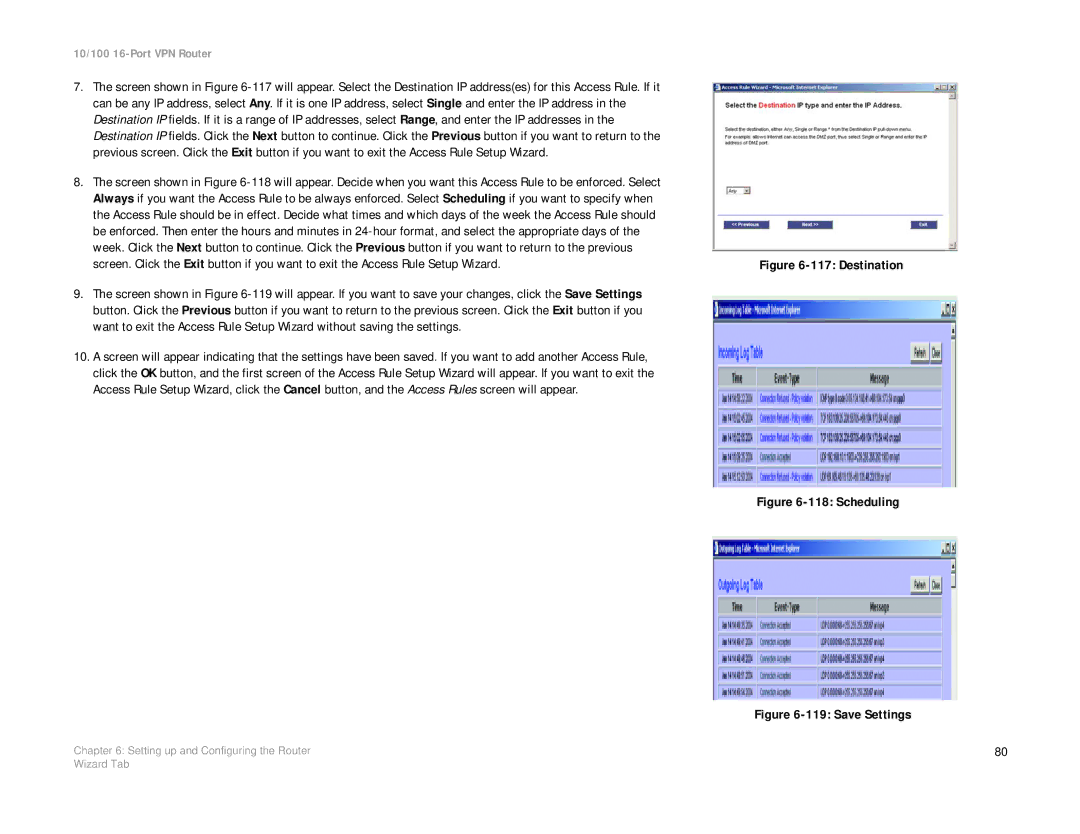 Linksys RV016 manual Destination 