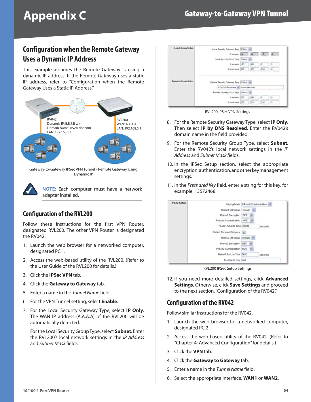 Linksys manual RV042 RVL200 Dynamic IP B.B.B.B with 