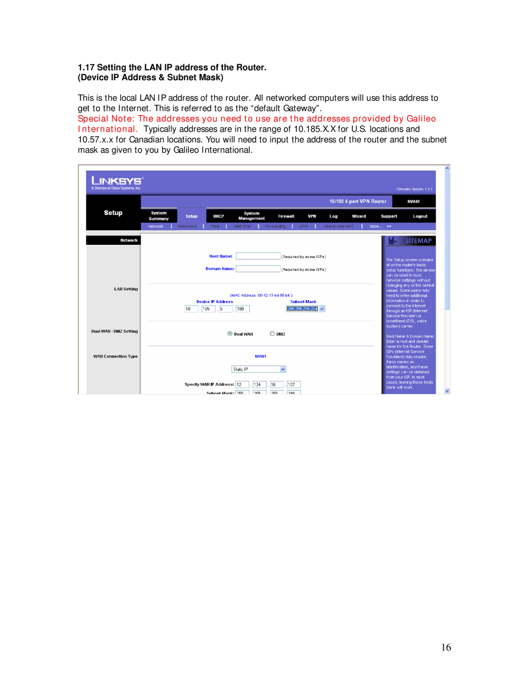 Linksys RV042 installation instructions 