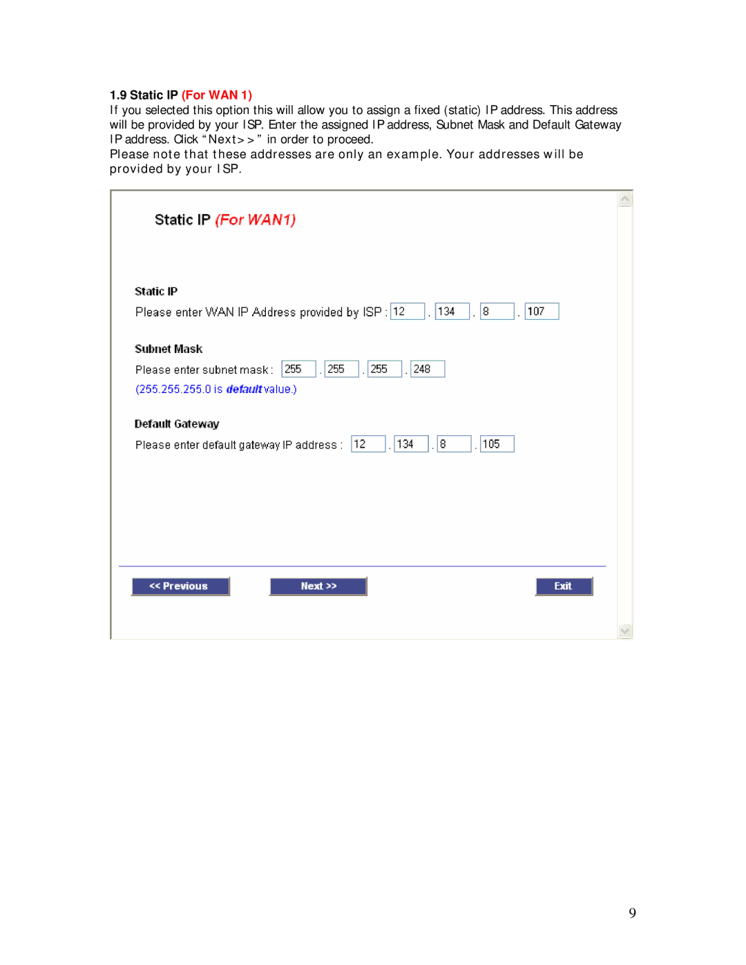 Linksys RV042 installation instructions Static IP For WAN 