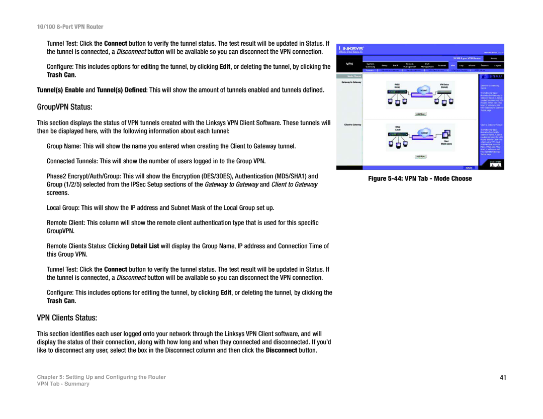 Linksys RV082 manual GroupVPN Status, VPN Clients Status 