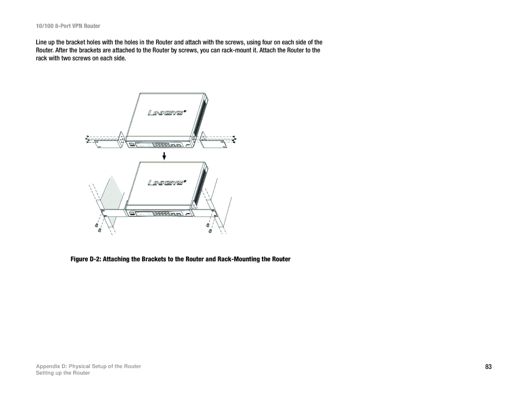 Linksys RV082 manual 10/100 8-Port VPN Router 