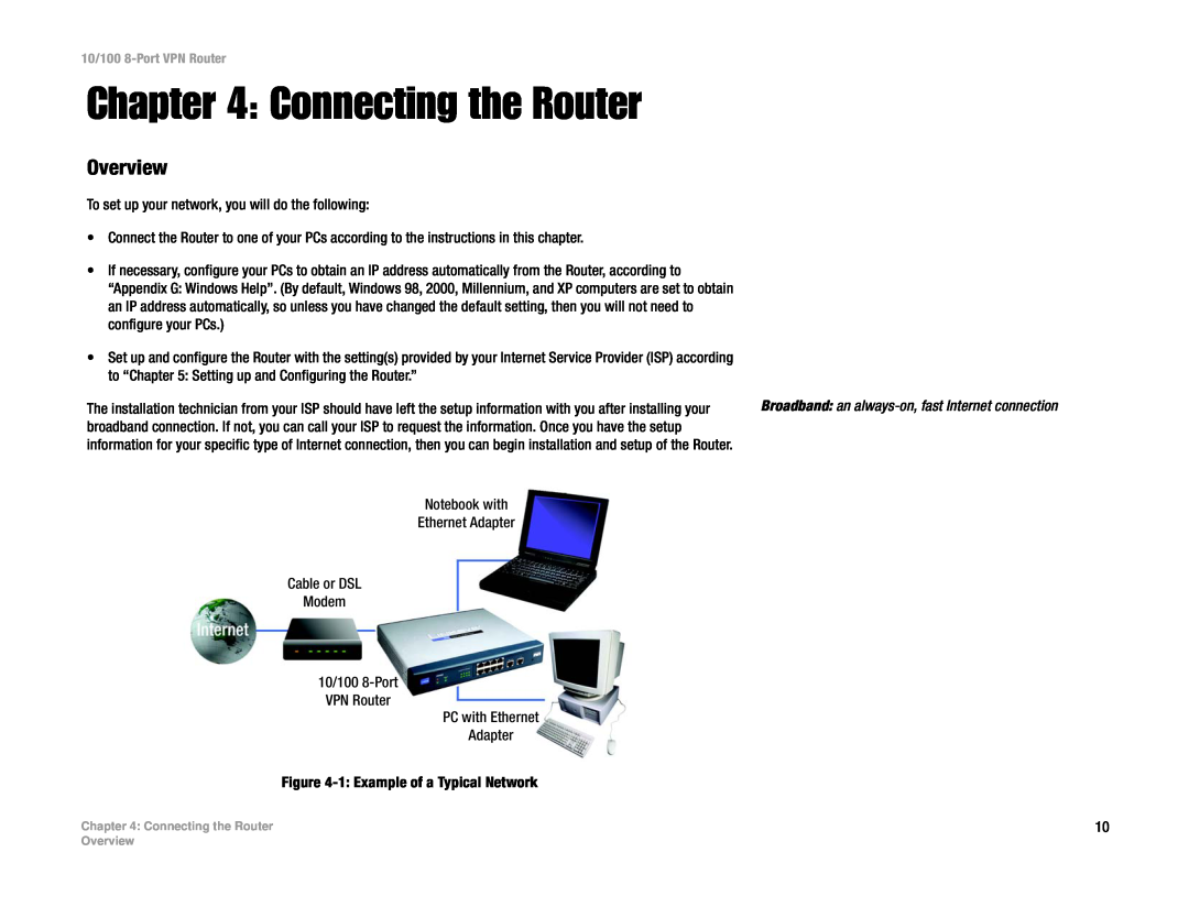 Linksys RV082 manual Connecting the Router, Overview 