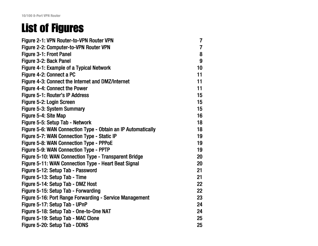 Linksys RV082 manual List of Figures 