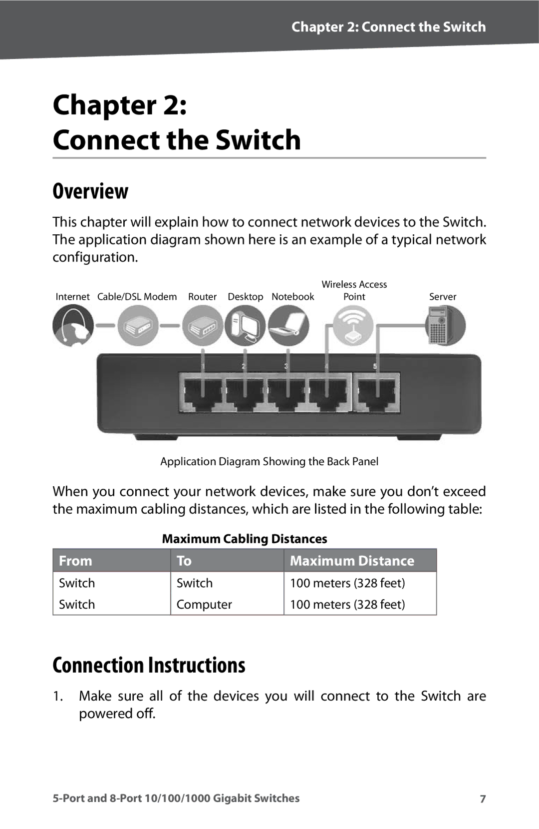 Linksys SD2005, SD2008 manual Chapter Connect the Switch, Overview, Connection Instructions 