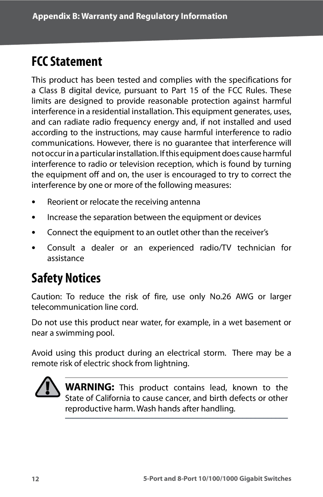 Linksys SD2005, SD2008 manual FCC Statement, Safety Notices 