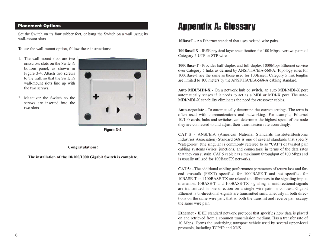 Linksys SD2005 manual Appendix a Glossary, Placement Options 